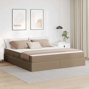 Letto con contenitore e materasso 2 pcs Cappuccino Pelle