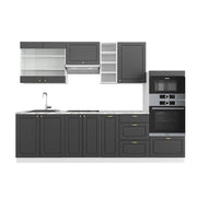 Cucina componibile Fame-Line Antracite-oro/Bianco 280 cm, PL Marmo Vicco