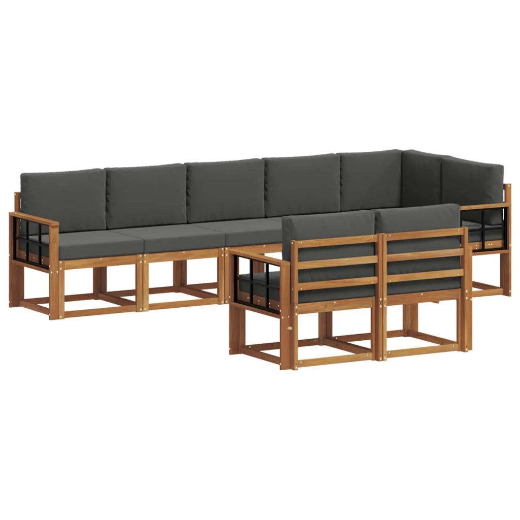 Set di divani da esterno con cuscino 8 pcs Naturale e Antracite 3366580
