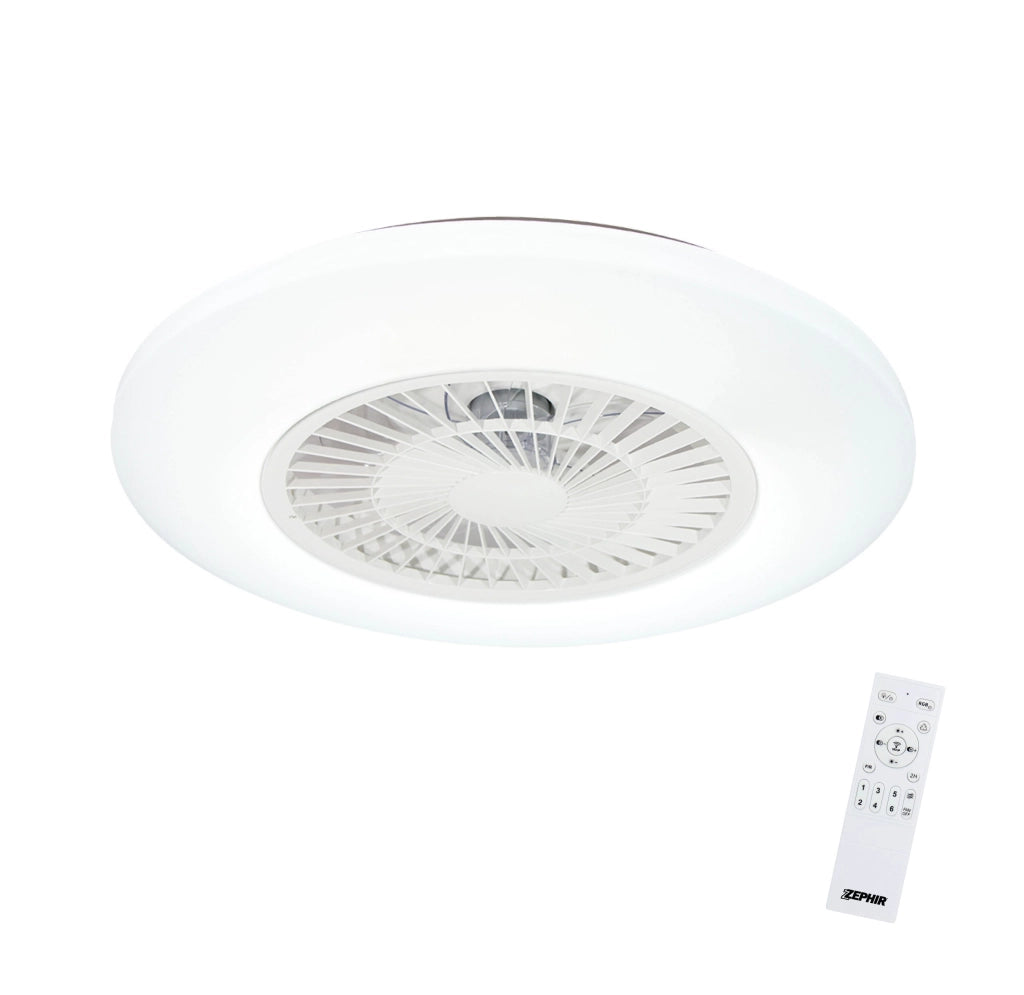 Ventilatore Plafoniera LED Zephir ZVP1 45W con Luce RGB Multicolor e CCT Dimmerabile, Motore DC, Telecomando, 6 Velocità, Funzione Reverse, 5500 Lumen