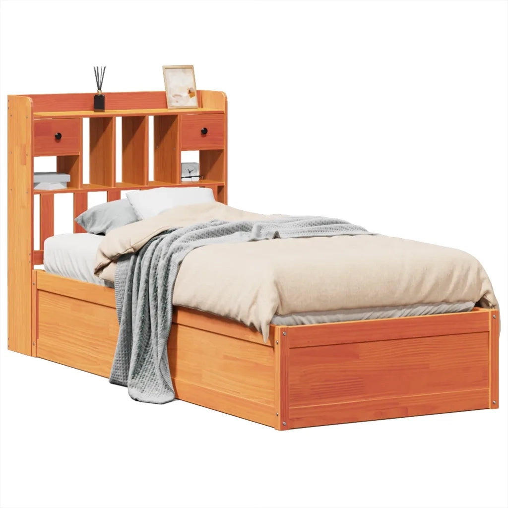 Letto singolo | Letto per adulti | Letto senza Materasso Marrone Cera 75x190 cm in Legno di Pino