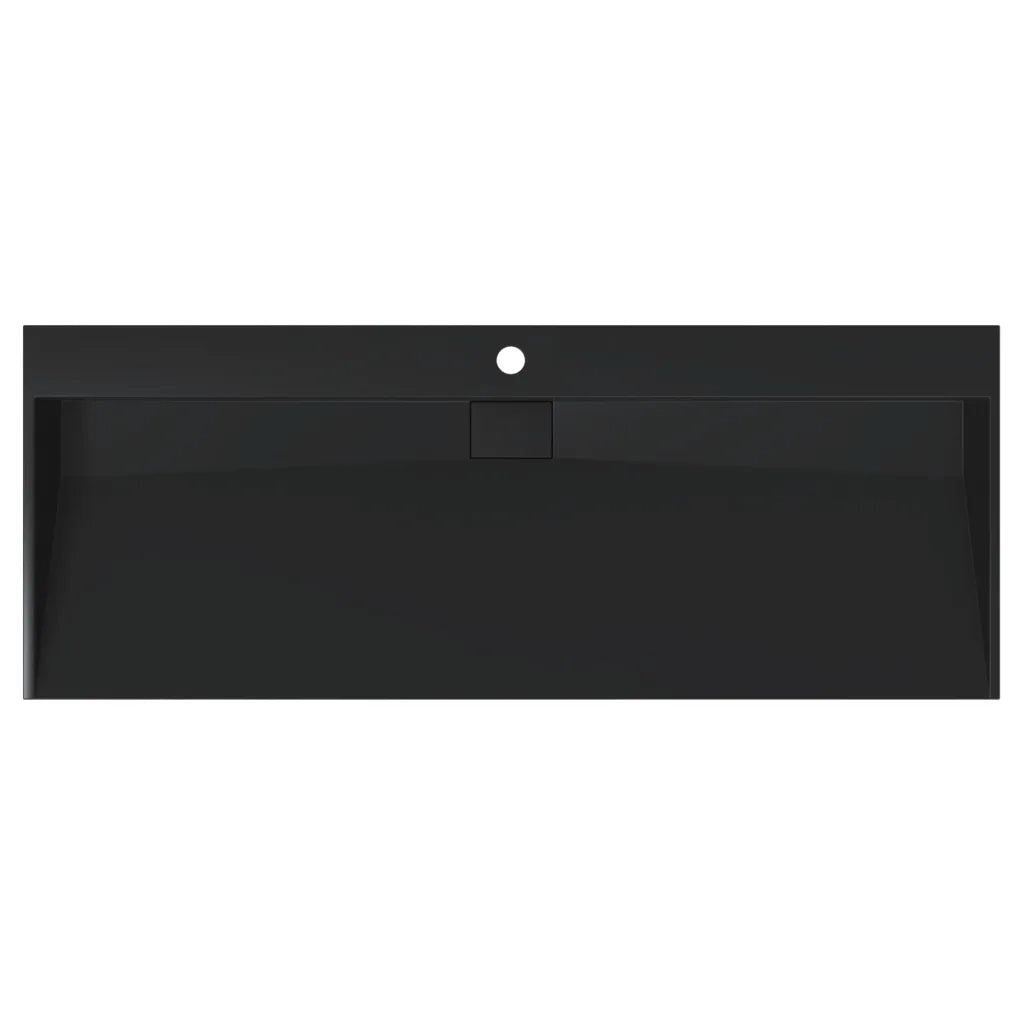 Lavandino-Lavabo 120x46x11 cm Blocco in Marmo/Minerale Nero Opaco