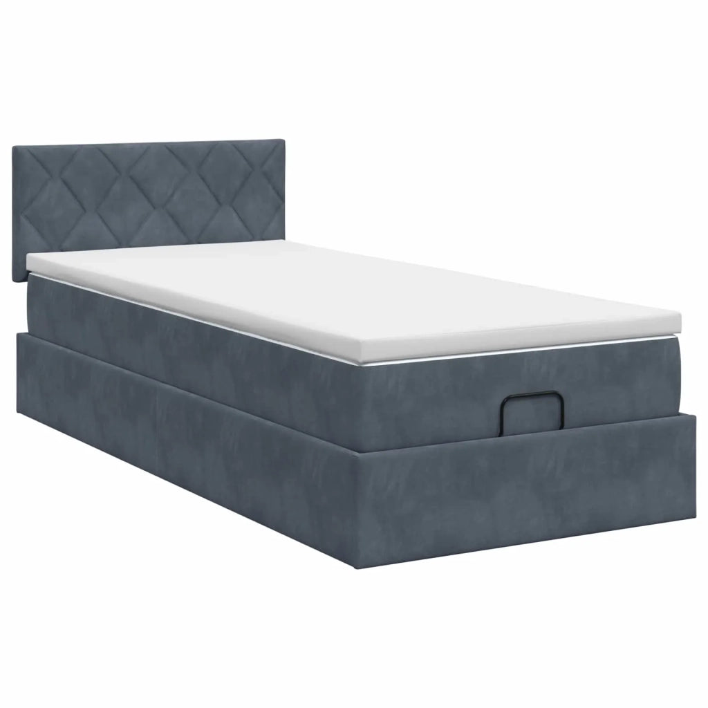 Letto ottomano con materasso Grigio Scuro 100 x 200 cm Velluto 3456610