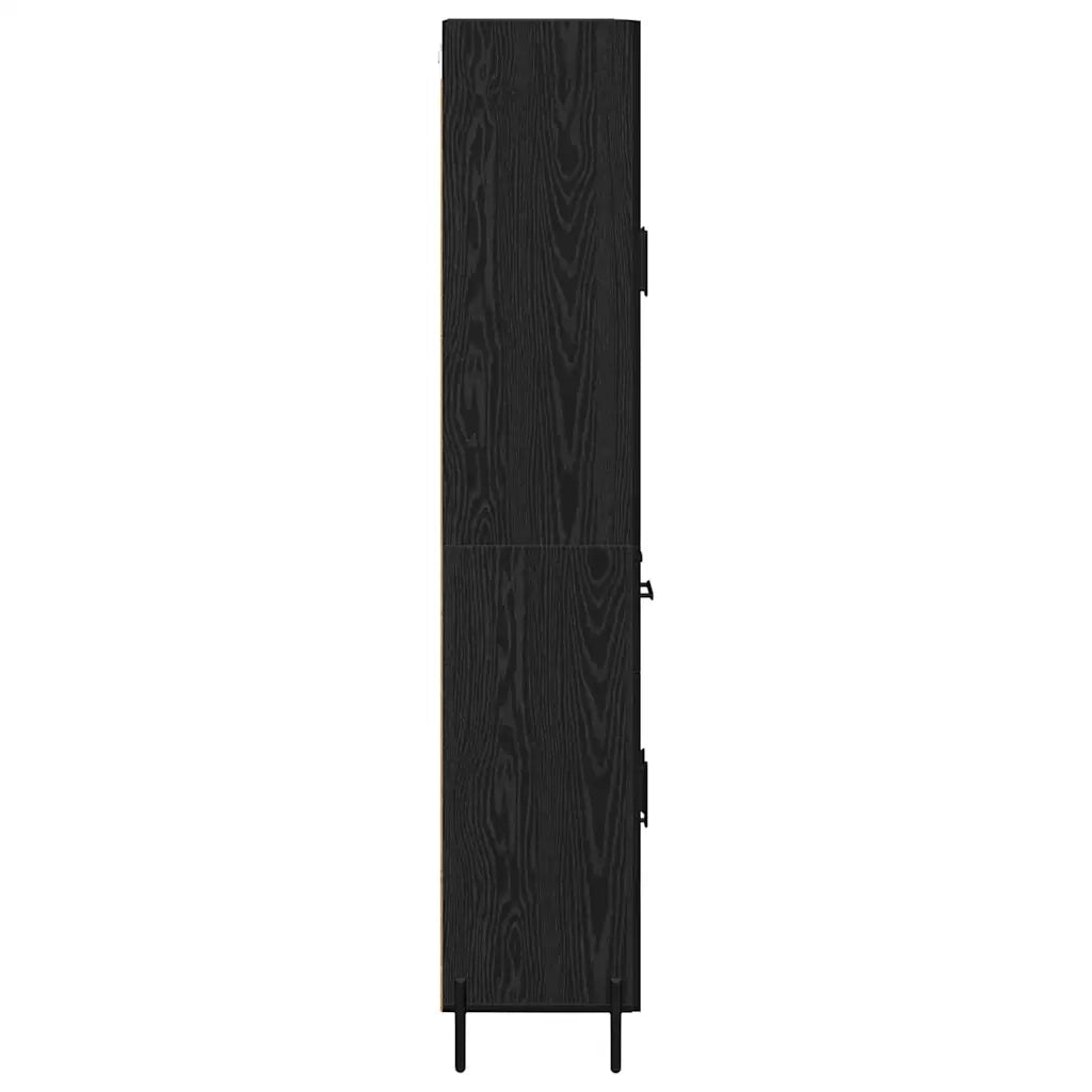 Credenza | Madia | Buffet da pranzo | Armadio da pranzo Rovere Nero 69,5 x 34 x 180 cm Legno multistrato