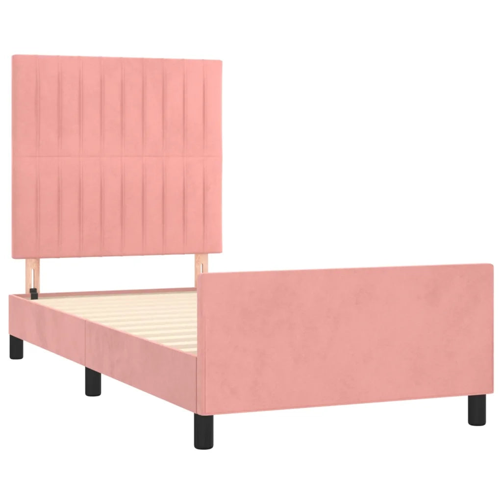 Giroletto con Testiera Rosa 80x200 cm in Velluto 3125848