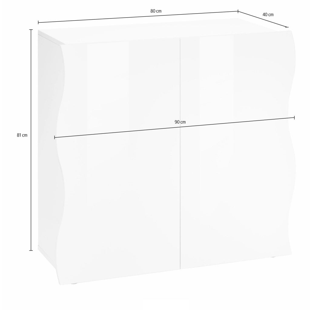 Mobile Multiuso 2 Ante Battenti Onda 90x40x81 cm Finitura in Melamina Antracite Opaco