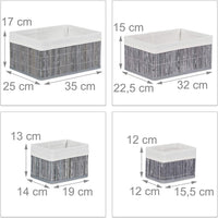Set di 6 cestini portaoggetti decorativi in ​​bambù e tessuto grigio 13_0002507_4
