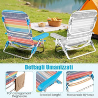 Set di 2 Sedie da Spiaggia, Sedia da Picnic Pieghevole con Braccioli, Schienale Regolabile a 5 Posizioni, Poltrona da in Alluminio Portatile per Pesca, Campeggio (64 cm x 63 cm x 74 cm)
