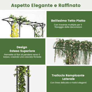 Arco da Giardino in Metallo Decorativo con Tralicci per Piante Rampicanti e Rose, Pergolato da Esterno per Prato, Cerimonia di Matrimonio