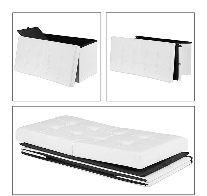 Panca con contenitore con coperchio in ecopelle 75 cm bianco 13_0000372