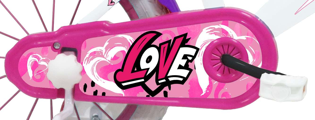 SCH HEART 14", bicicletta per bambini, adatta ad etÃ  tra i 4 e i 6 anni, per altezza tra 100 e 120 cm, con cestino, c