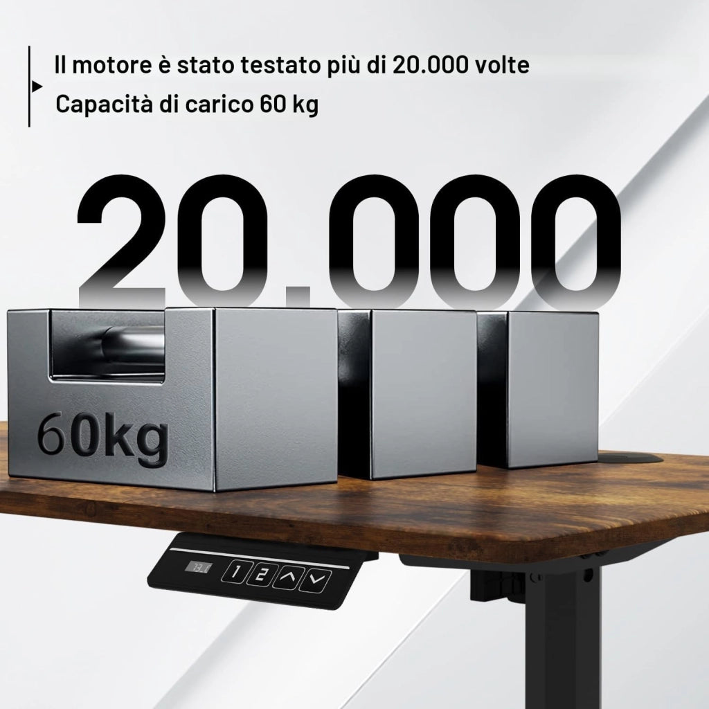 Scrivania da utilizzare seduti o in piedi, 160 x 70 cm, con supporto per monitor, regolabile in altezza, elettrica, con 140 altezze memorizzabili, da lavoro.