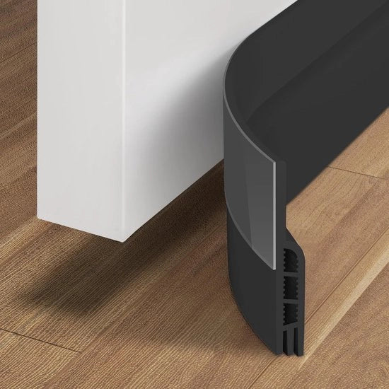 Striscia di sigillatura per porte autoadesiva schermo di protezione per porte impermeabile e silenzioso chiusura della fessura tra porta e pavimento isolante per porte - 3 metri nero