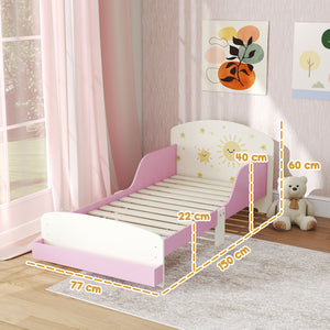 Letto Basso per Bambini 3-8 Anni 150x77x60 cm con Spazio Contenitore e Sponde Laterali in MDF Rosa