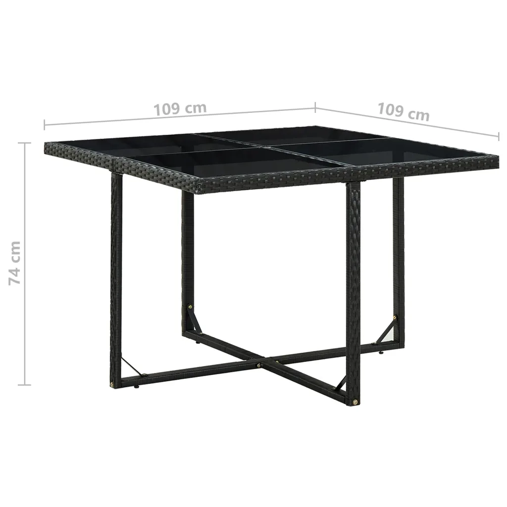 Set da Pranzo da Giardino 5 pz con Cuscini in Polyrattan Nero  cod mxl 34895