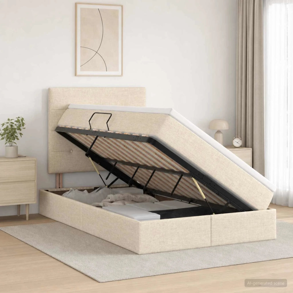 Letto con contenitore LED e materasso Crema 120 x 190 cm 3459934