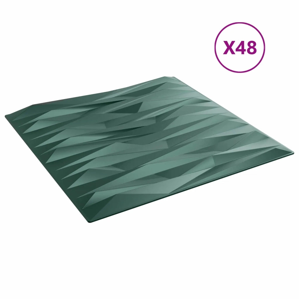 Pannelli da parete 48 pcs Verde pietra 50 x 50 cm Schiuma XPS