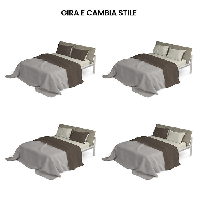 Set Lenzuola Sopra Sotto e Federe Doubleface Marrone/Panna 1 Piazza e Mezzo