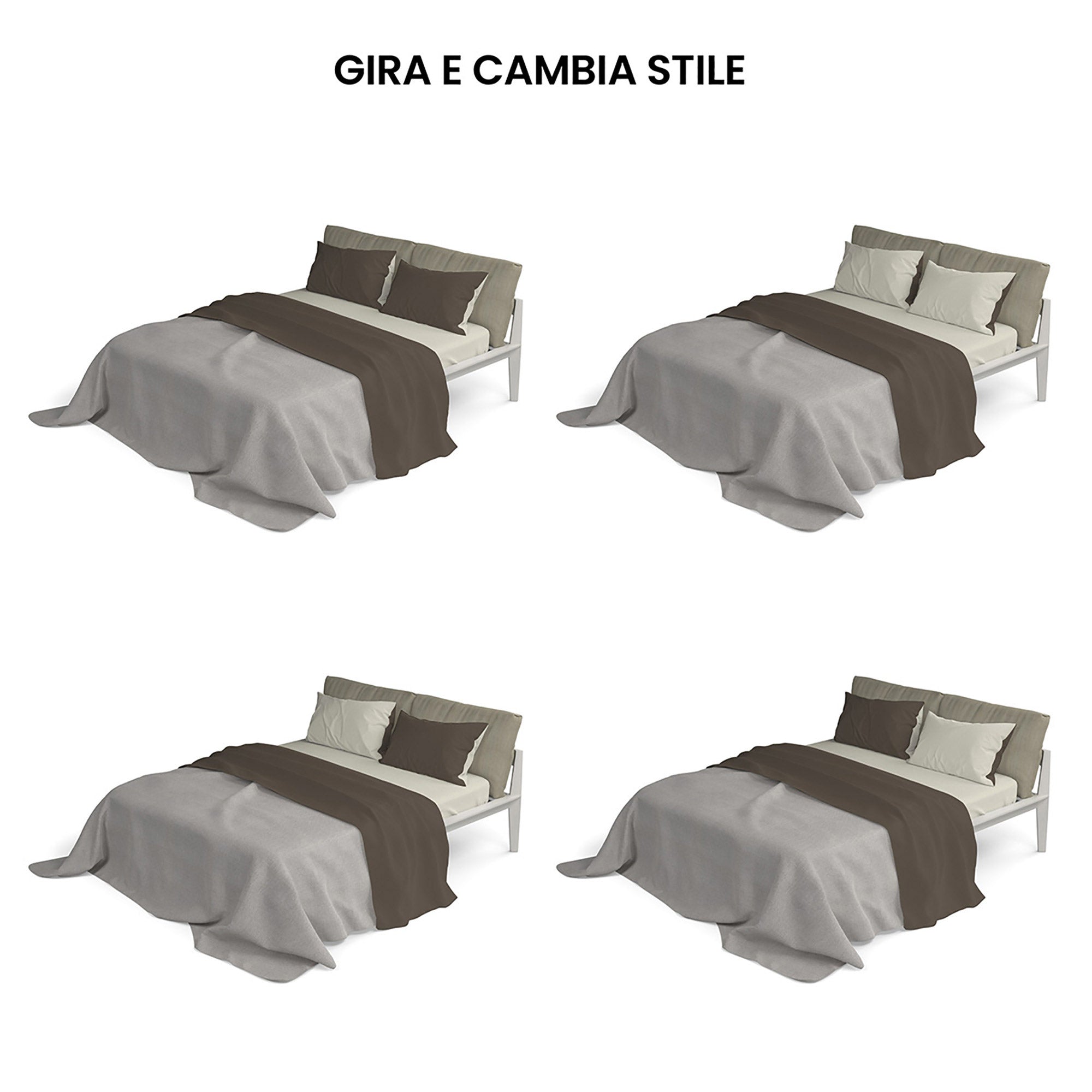 Set Lenzuola Sopra Sotto e Federe Doubleface Marrone/Panna Singolo