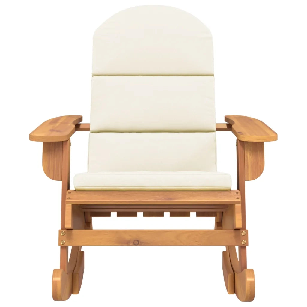 Sedia a Dondolo Adirondack con Cuscini Legno Massello di Acacia 360036