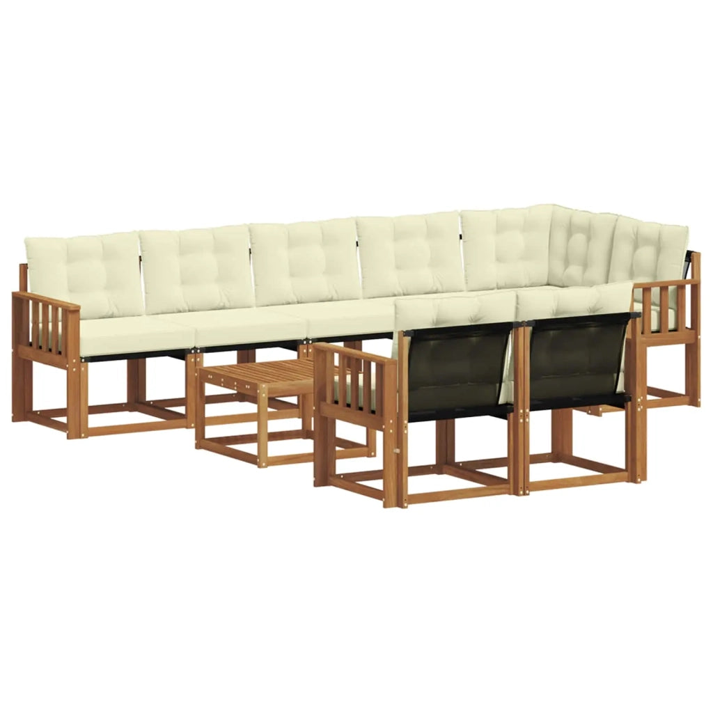 Set di divani da esterno con cuscino 9 pcs Naturale e Crema