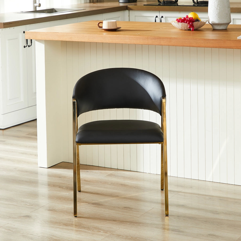 SEDIA con schienale ergonomico Nero struttura in metallo oro