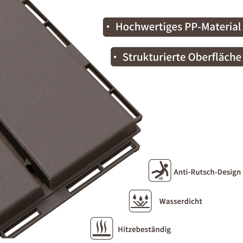 Piastrelle per terrazza 30 x 30 cm, 9 pezzi, 0,81 m2, piastrelle a incastro, piastrelle per balcone con sistema a clic, funzione drenante, piastrella