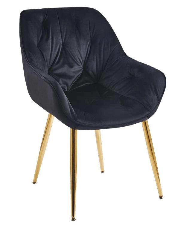 POLTRONA IN VELLUTO NERA CON PIEDI IN METALLO COLOR OR OMISURE: 59X65X85/44CM