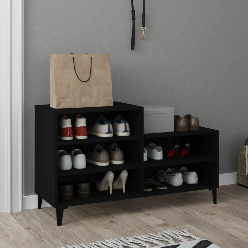 Scarpiera-Scaffale per scarpe Nera 102x36x60 cm in Legno Multistrato 296667