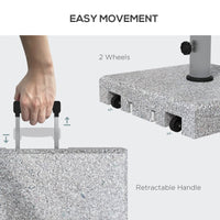 Base per Ombrellone da 28kg in Granito con Maniglia Estensibile e Rotelle 41x41x37.5cm Grigio