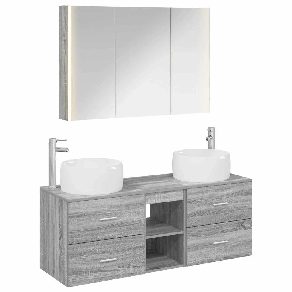 Set di mobili per il bagno 4 pcs Sonoma grigio 3407028