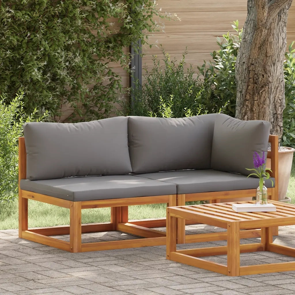 Set Divani da Giardino 2 pz con Cuscini Grigio Scuro in Acacia cod mxl 77448