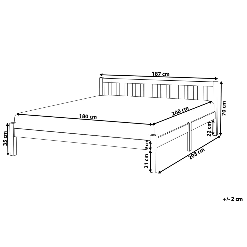 Letto in Legno di pino Bianco con Rete a Doghe Testiera Alta 180 x 200 cm