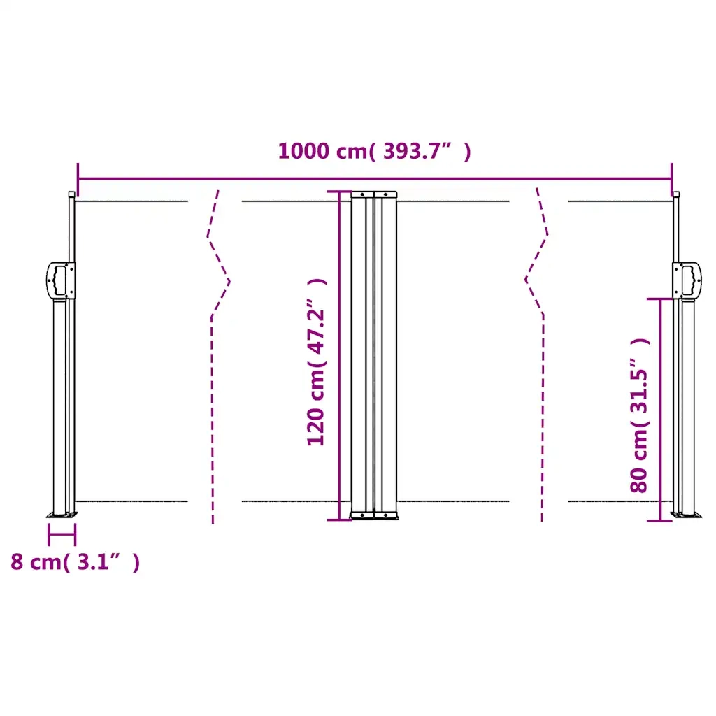 Tenda da Sole | Tenda parasole Laterale Retrattile Crema 120x1000 cm