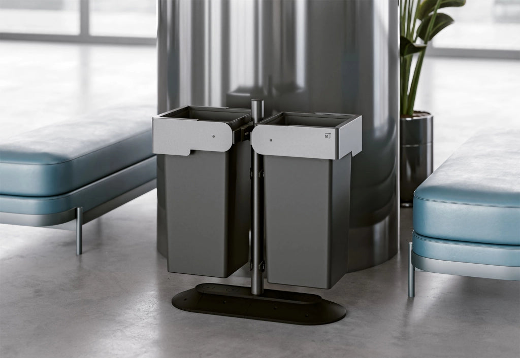 Portarifiuti Doppio su Base 2 Contenitori da 73 L 41,5x91x97,5 cm Grigio Antracite