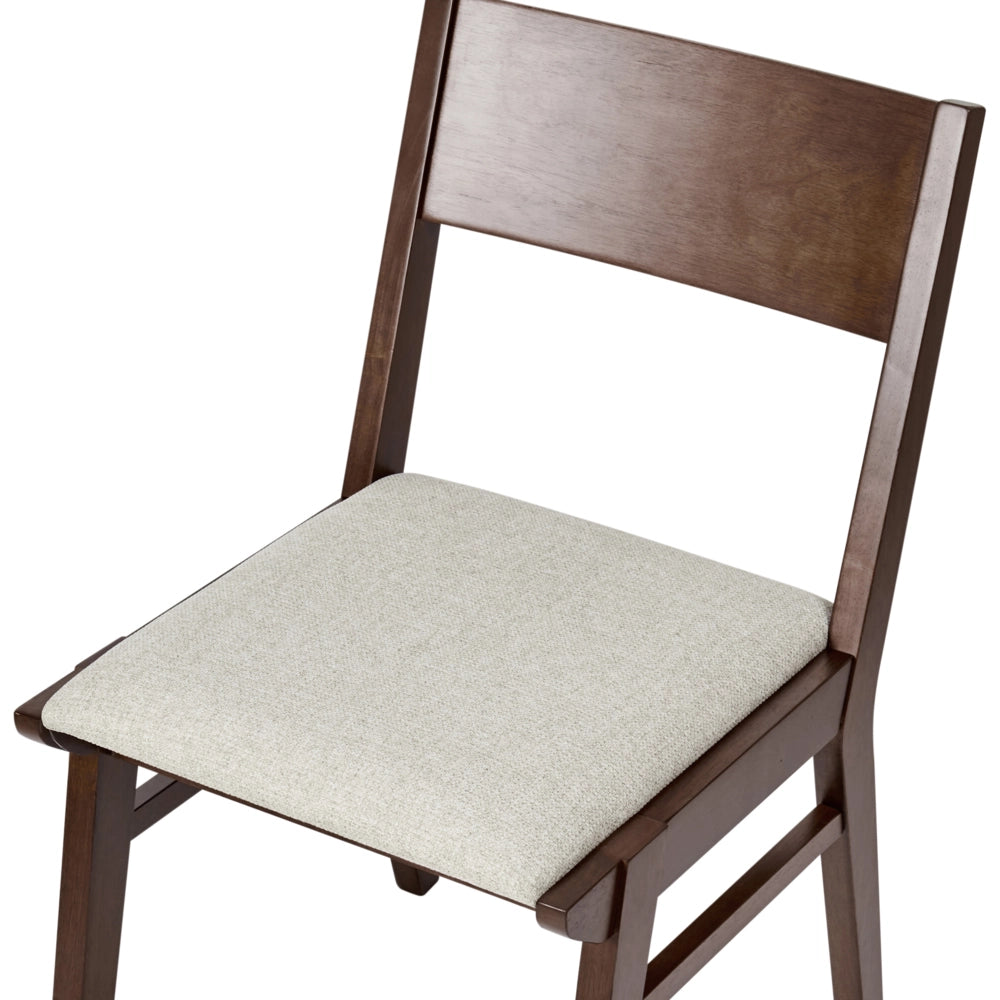 Set di 2 sedie da pranzo in tessuto beige senza braccioli Struttura in legno scuro tradizionali retrò Seduta