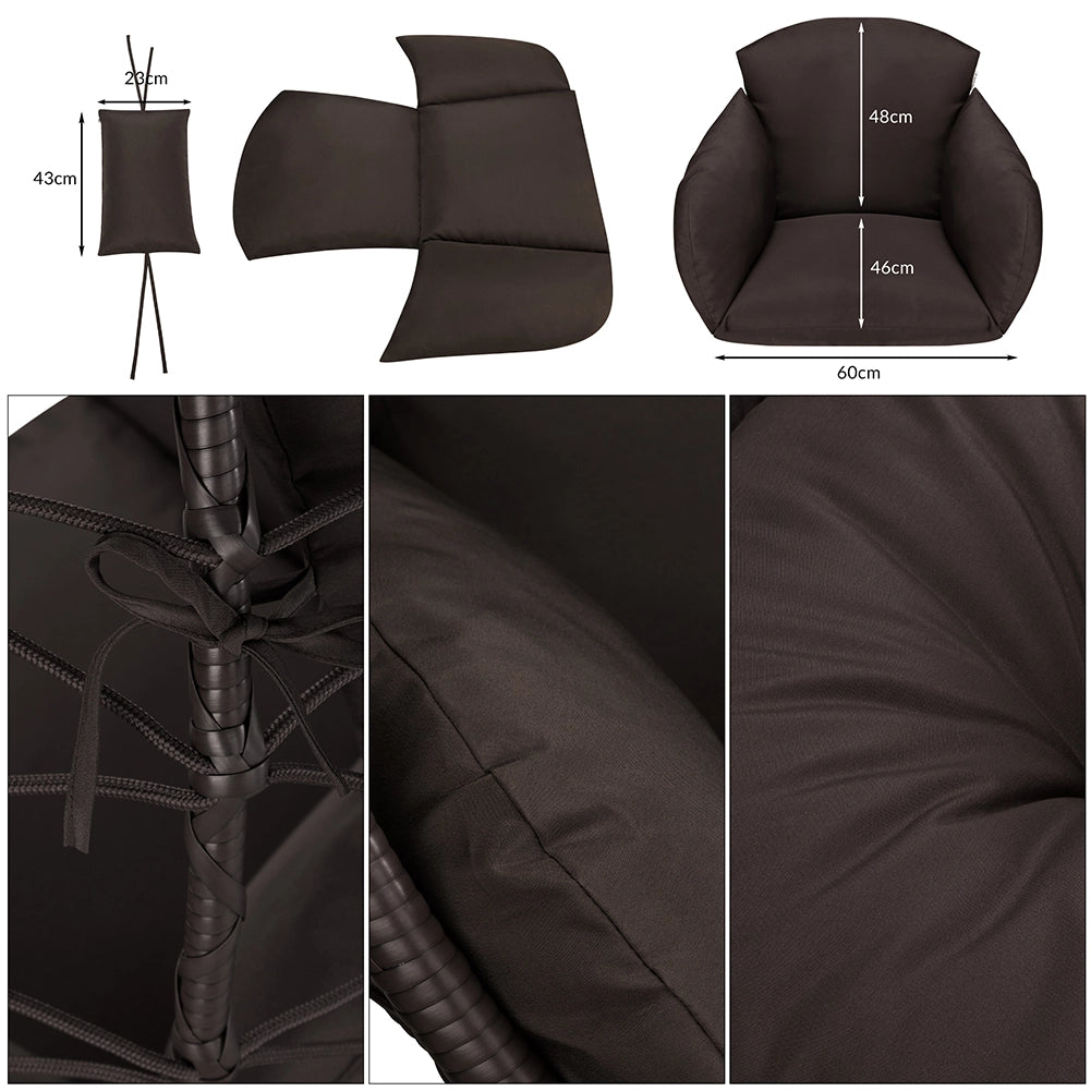 Poltrona Sospesa Giardino Sedia Dondolo Amaca pendolo in Rattan Metallo Marrone