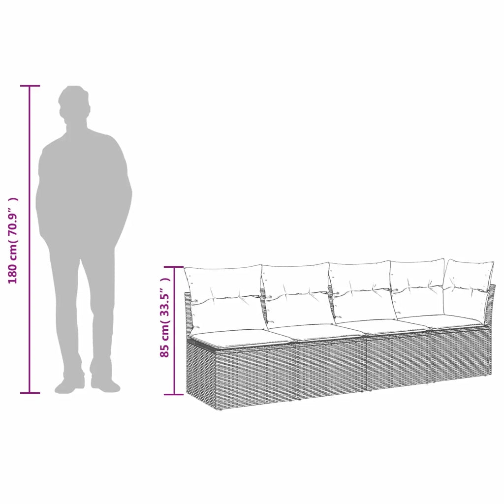 | Divano da giardino | Grigio 227 x 62 x 69 cm polyrattan 366150
