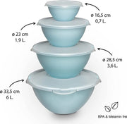Set di 8 contenitori in plastica BPA-free con coperchi trasparenti e contenitori verdi