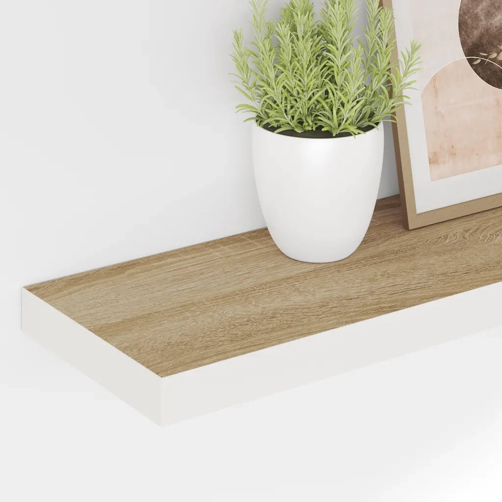 Scaffali a Parete 4 pz Rovere e Bianco 90x23,5x3,8 cm in MDF 326584