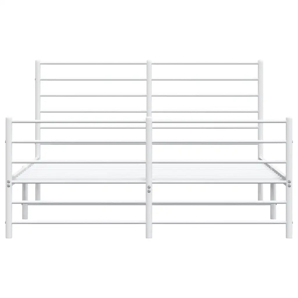 Giroletto con Testiera e Pediera-Struttura Letto Metallo Bianco 140x190 cm 132924