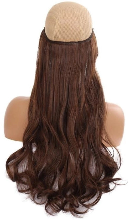 Estensioni capelline occulte, 55 cm, capelli biondi ondulati lunghi, estensione capelli, estensioni capelline occulte, capelli sintetici, microestensioni invisibili per donne (castano-nero)