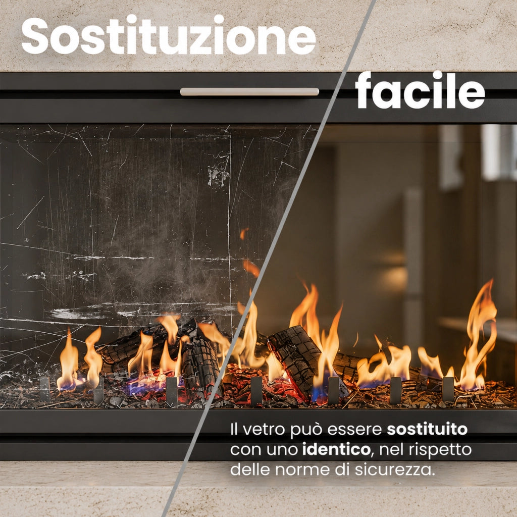 669 x 413 x 4 mm - Vetro per stufa a legna - vetro camino di ricambio - vetro per caminetto resistente al fuoco - France Vitre