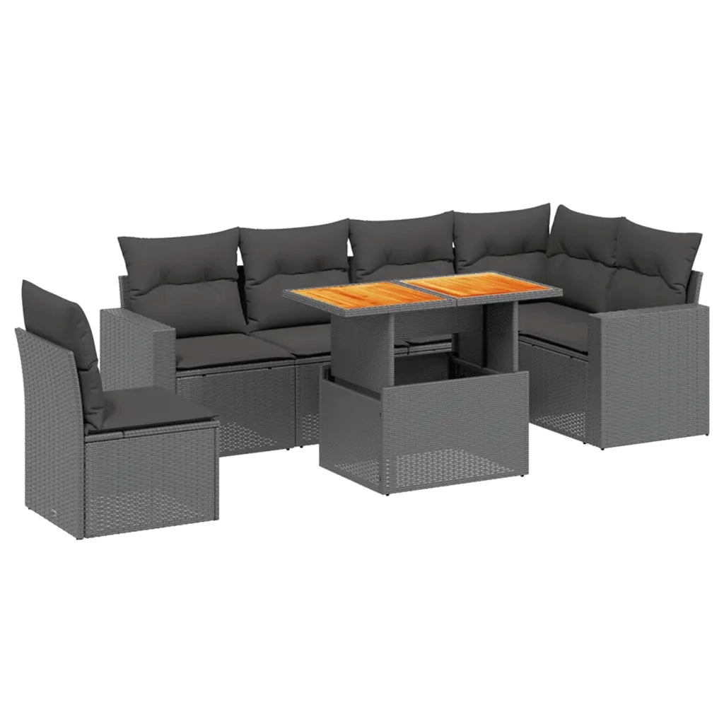 Set Divani da Giardino con Cuscini 7pz Nero Polyrattan 3271335