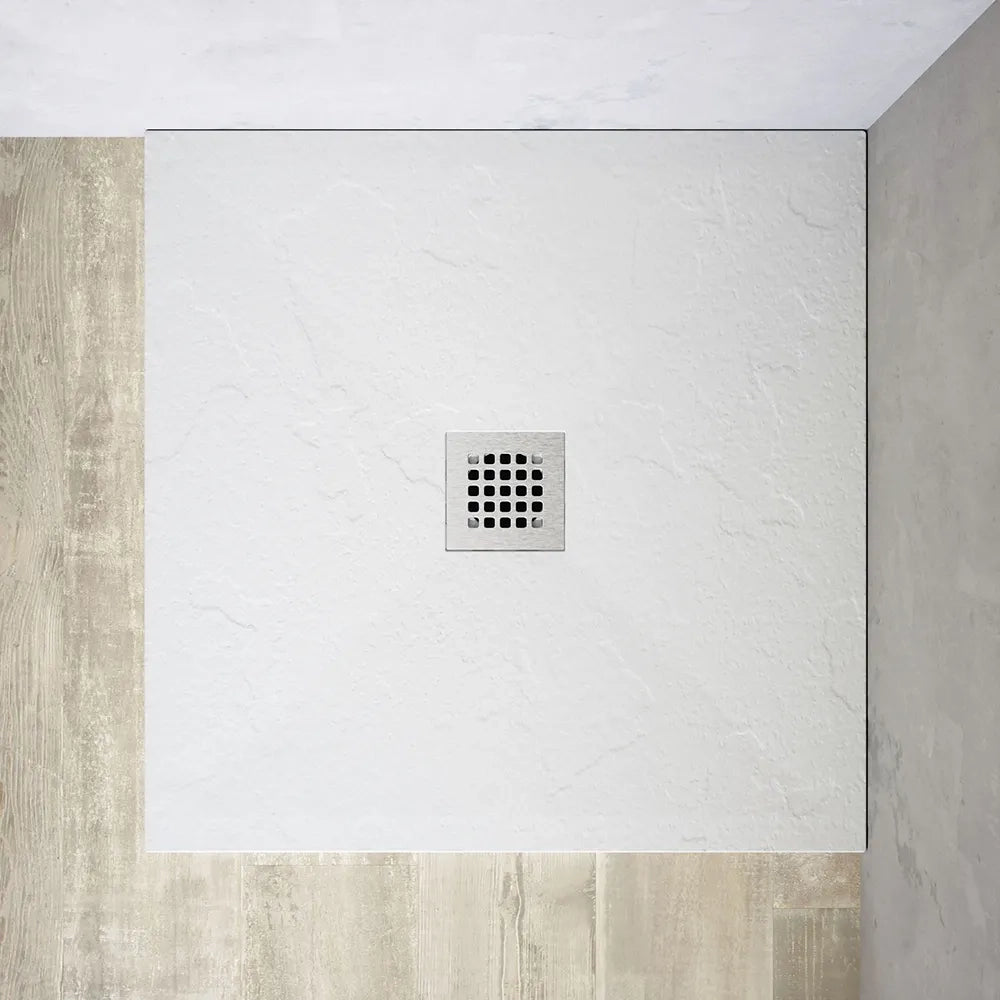 Piatto doccia quadrato 70x70 cm in marmoresina bianco effetto pietra h3 cm | Milos