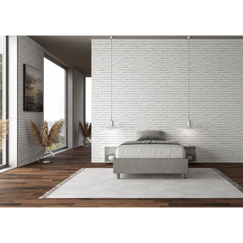 Letto Sommier imbottito 1 piazza e mezza 120x200 cm tessuto Labirinto Azelia - Contenitore,Grigio
