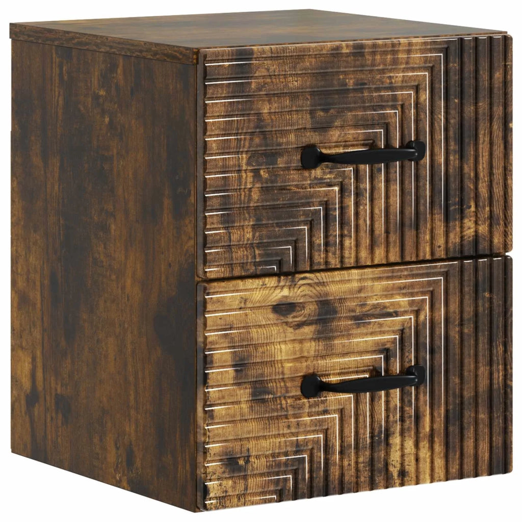 Mobiletto da notte a muro 2 pcs Rovere Fumo 34,5 x 33 x 40 cm 898646