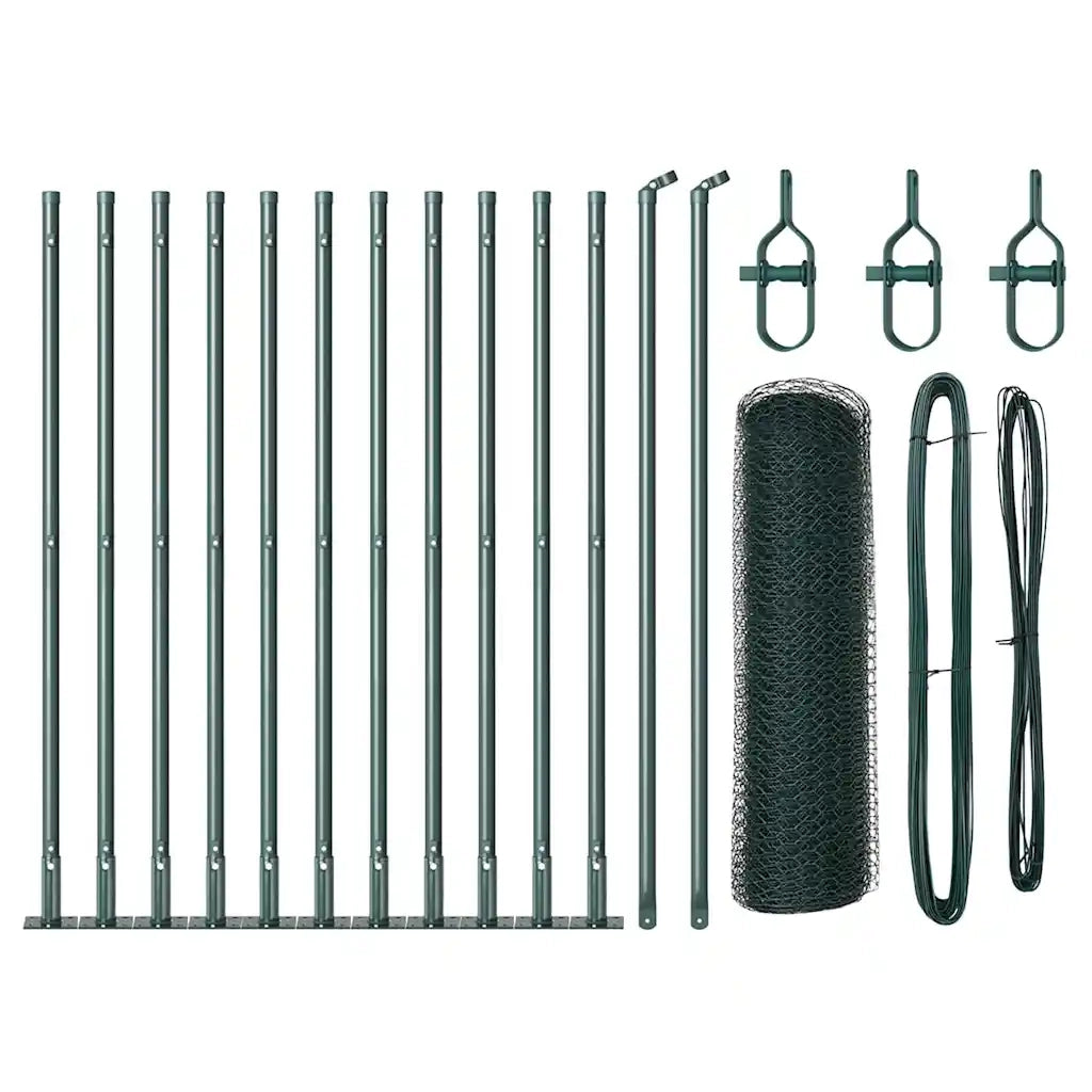 vidaXL Recinzione con pali. Verde 0.5 x 25 m Acciaio rivestito in PVC
