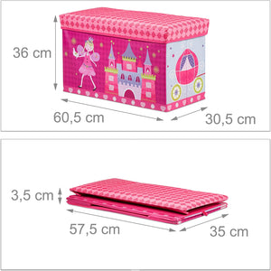 Sgabello baule contenitore per giocattoli, pouf portaoggetti per bambini rosa 13_0002763