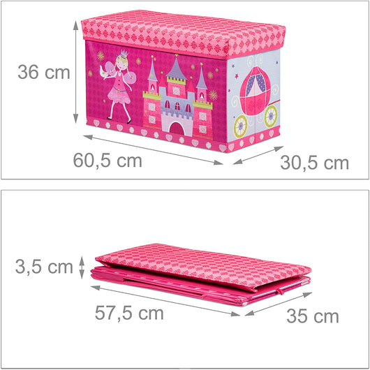 Sgabello baule contenitore per giocattoli, pouf portaoggetti per bambini rosa 13_0002763
